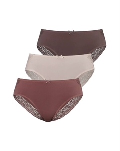 Трусики Jazz Pants (3 шт.) из эластичного хлопка с цветочным кружевом, розовый Vivance