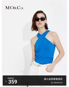 Свитер с бретелькой на шее, синий Moco