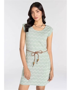 Платье из трикотажа (комплект, со съемным поясом), с принтом по всей поверхности - НОВАЯ КОЛЛЕКЦИЯ, цвет Hell Grün- Weiß Kangaroos