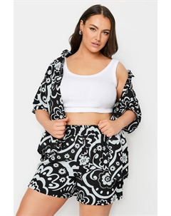 Шорты с цветочным принтом, черный Yours