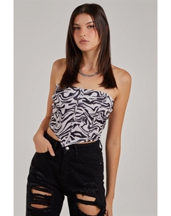 Корсетный топ с принтом Swirl, черный Pink vanilla