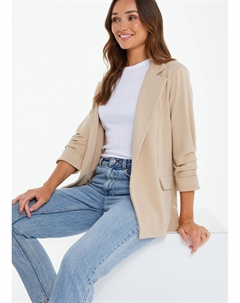 Блейзер со сборками на рукавах, бежевый Quiz