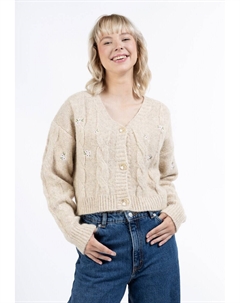 Вязаный кардиган BLONDA, пятнистый бежевый Mymo