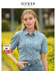 Рубашка джинсовая женская с короткой талией, синий Guess