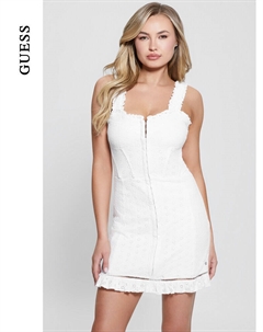 Платье кружевное с тонкой талией, розовый Guess