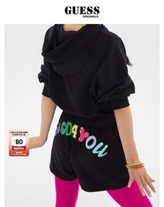 Шорты спортивные женские Originals X Ireneisgood с буквенным принтом, черный Guess