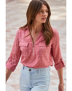 Туника практичного фасона с эффектом деворе, розовый Sosandar