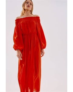 Присборенное платье с открытыми плечами, красный H&m