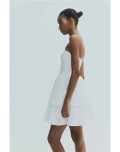 Расклешенное платье-бандо, белый H&m