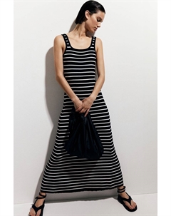 Расклешенное платье из рубчатого трикотажа, черный H&m