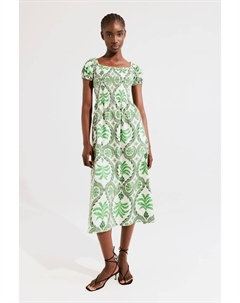 Платье из поплина с открытыми плечами, зеленый H&m