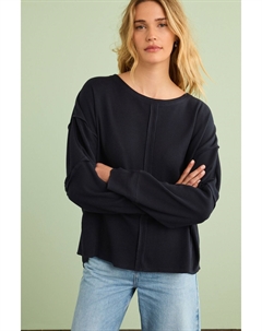 Топ с вафельной текстурой и декоративной строчкой, синий Next