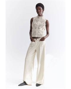 Брюки из льняного микса, бежевый H&m