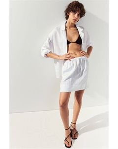 Мини-Юбка из смесового льна, белый H&m