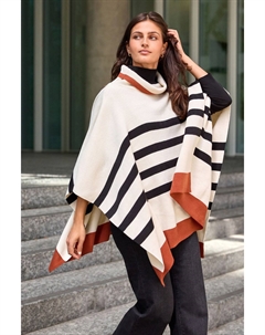 Полосатое пончо с высоким воротником, экрю Next
