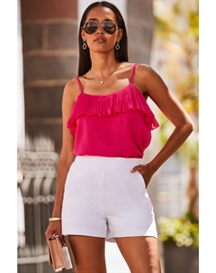 Блузка без рукавов со присборенной кокеткой, розовый Sosandar