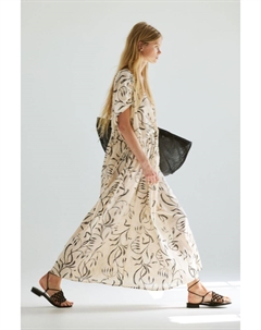 Хлопковое платье свободного кроя, бежевый H&m