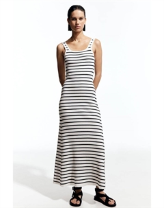 Расклешенное платье из рубчатого трикотажа, белый H&m