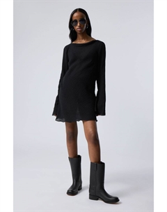 Мини-Платье с длинными рукавами из смесового льна, черный Weekday