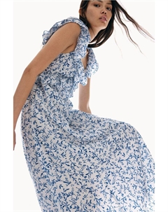 Платье миди с воланной отделкой, белый H&m