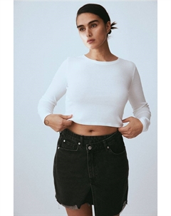 Джинсовая юбка с перекрывающимся поясом, черный H&m