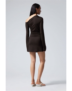 Мини-Платье со рюшами и длинными рукавами, коричневый Weekday