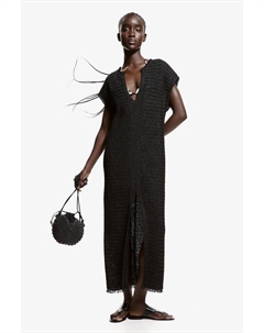 Платье-Кафтан в стиле рафии, черный H&m