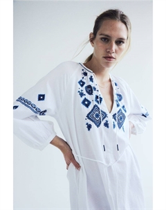 Вышитое платье, белый H&m