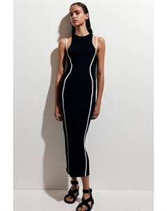 Облегающее платье в рубчик, черный H&m