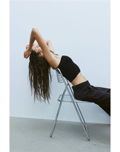 Вязаный топ-труба, черный H&m