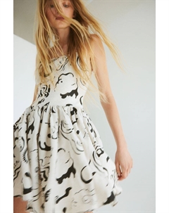 Льняное платье с узором, бежевый H&m