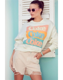 Толстовка по лицензии Coca-Cola свободного кроя и принтом, белый Next