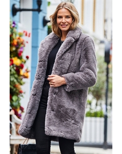 Роскошная шуба из искусственного меха, серый Sosandar