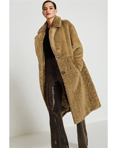 Длинное пальто с искусственным мехом, зеленый Next