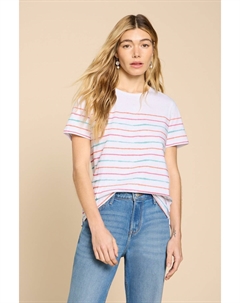 Футболка Abbie в полоску, белый White stuff