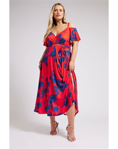 Платье макси с цветочным принтом London, синий Yours