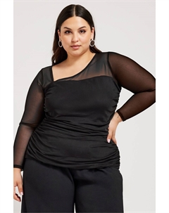 Топ London с асимметричным воротником, черный Yours