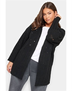 Кардиган с потертым краем, черный Yours