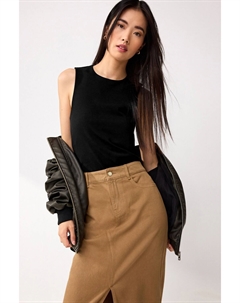 Двухслойная очень мягкая майка в рубчик без рукавов, черный Next