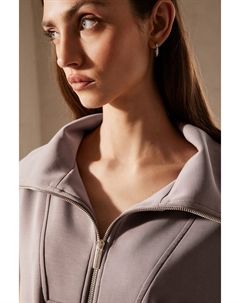 Облегающий топ премиум-класса с воротником с короткими рукавами и короткой молнией, серый Next