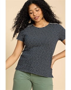 Футболка Abbie с вышивкой в полоску, черный White stuff