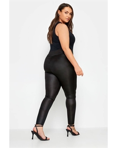 Леггинсы с мокрым эффектом и оборками ограниченная серия, черный Yours