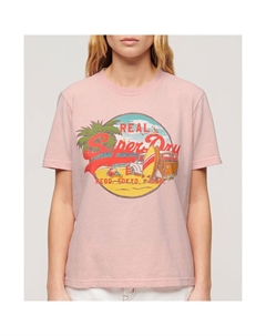 Футболка с коротким рукавом La Vl Graphic Relaxed, розовый Superdry