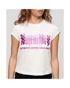 Футболка с коротким рукавом Retro Glitter Logo Cap, розовый Superdry