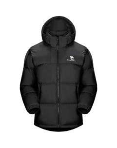 Пуховик унисекс, Дикий красный/Фантомный черный Camel