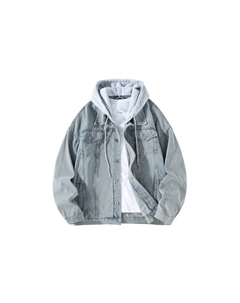 Джинсовая куртка унисекс, Черный с капюшоном Bobby abley