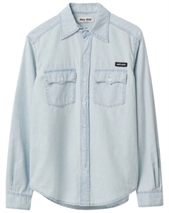 Рубашка с логотипом, синий Miu miu