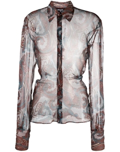 Прозрачная рубашка с принтом пейсли, коричневый Dsquared2