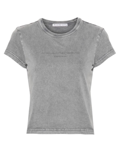 Укороченная футболка с тисненым логотипом, серый Alexander wang