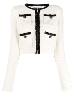 Укороченный жакет фактурной вязки, белый Self-portrait